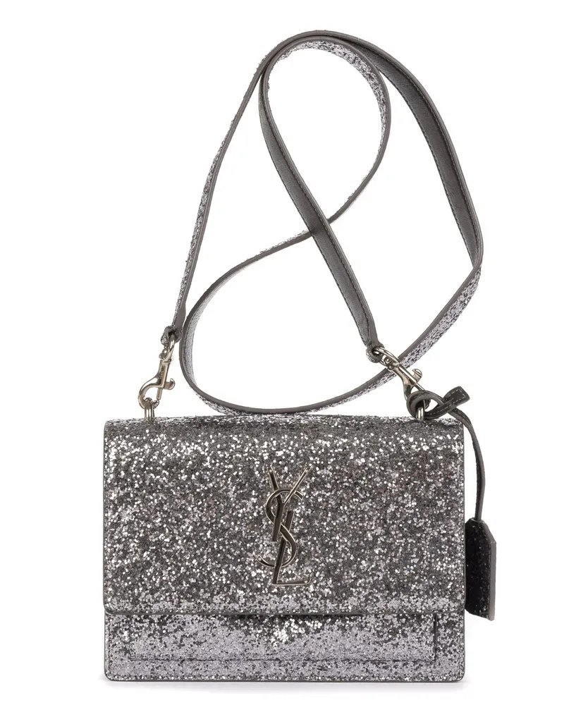Saint Laurent Crossbody Bags Glitter Small Sunset silberfarben Silber