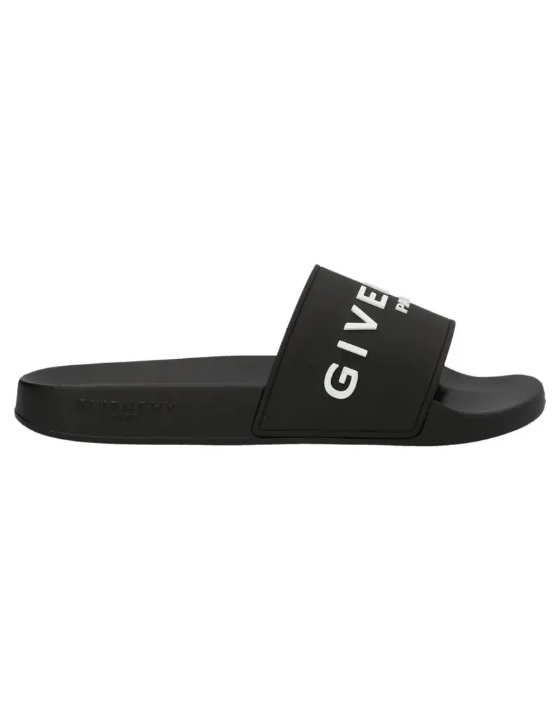 Givenchy Loafer Black Rubber Slides With Bold Logo schwarz Schwarz