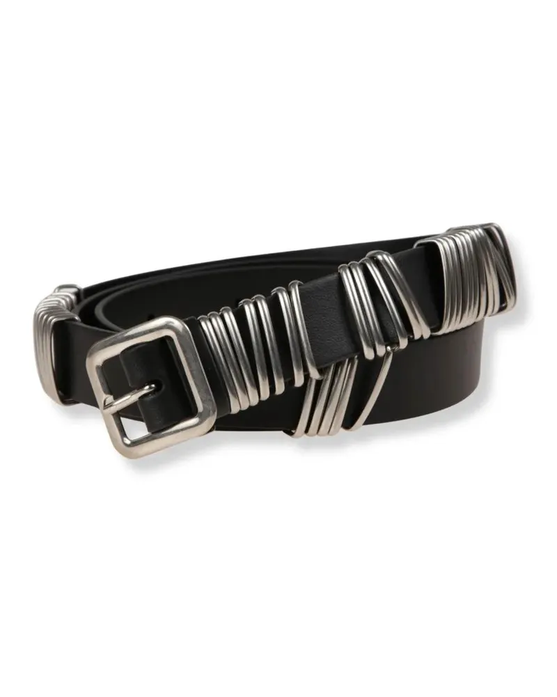 Jil Sander Gürtel Leather Belt With Wrapped Metal Rings schwarz Schwarz