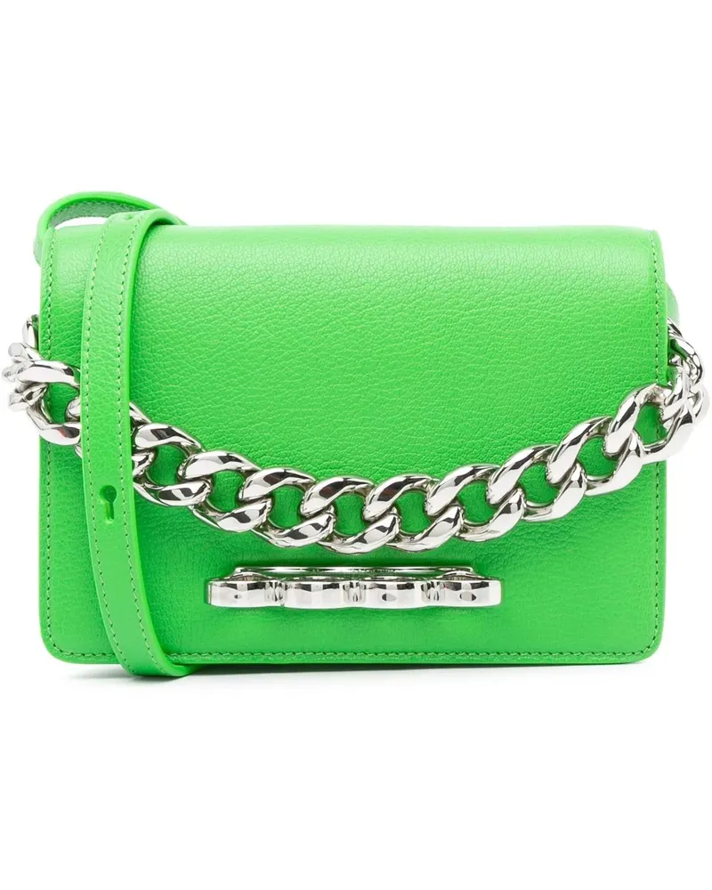 Alexander McQueen Hobo Bags 2020-2024 Calfskin Four Ring Knuckle Satchel grün Grün
