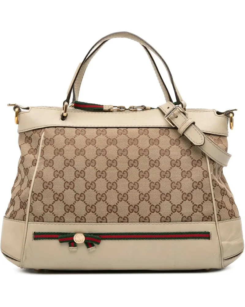 Gucci Hobo Bags Small GG Canvas Web Mayfair Satchel braun Braun