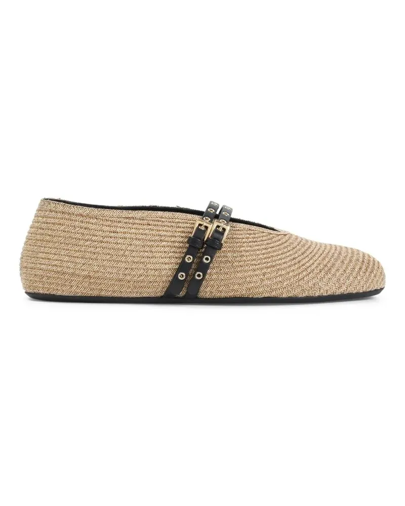 Alaïa Textured Ballerinas With Lambskin Accents beige Beige
