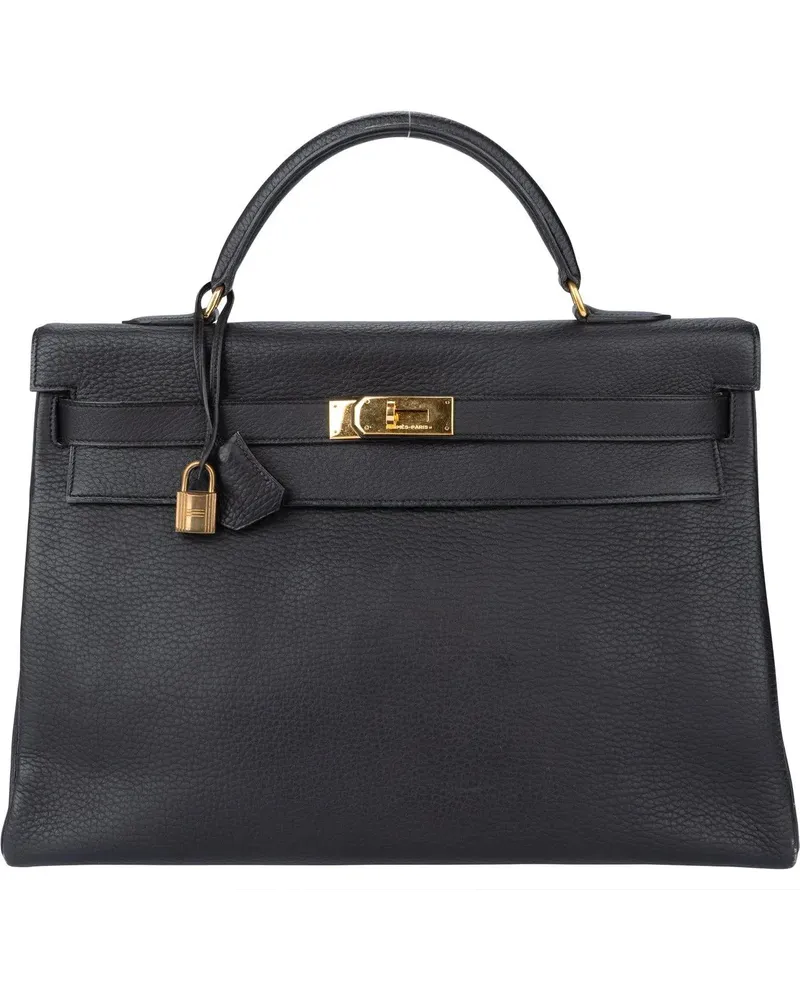 Hermès Crossbody Bags Hermes Noir Ardennes Leather Kelly 40 Handbag bunt Bunt