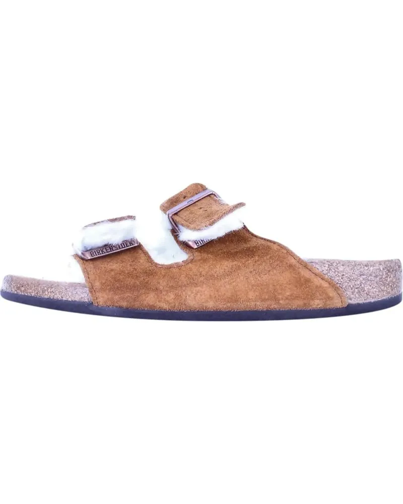 Birkenstock Sandalen Arizona Shearling-Lined Suede Sandals braun Braun