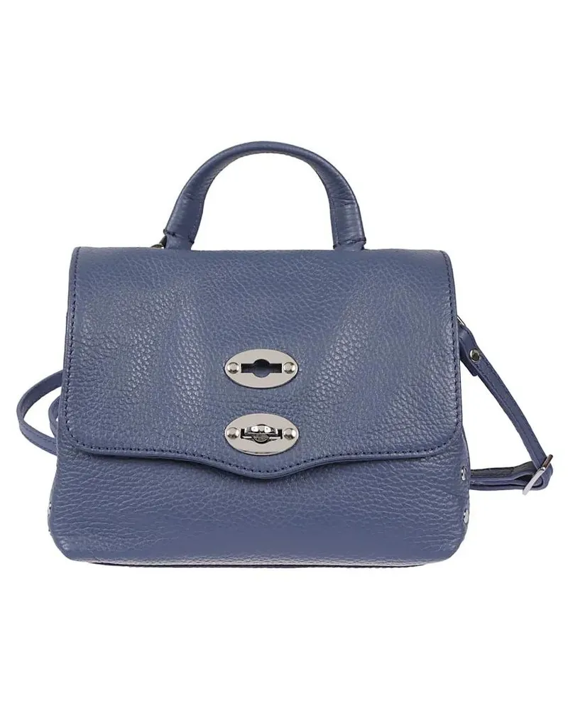 Zanellato Hobo Bags Textured Leather Structured Handbag With Carrying blau Blau