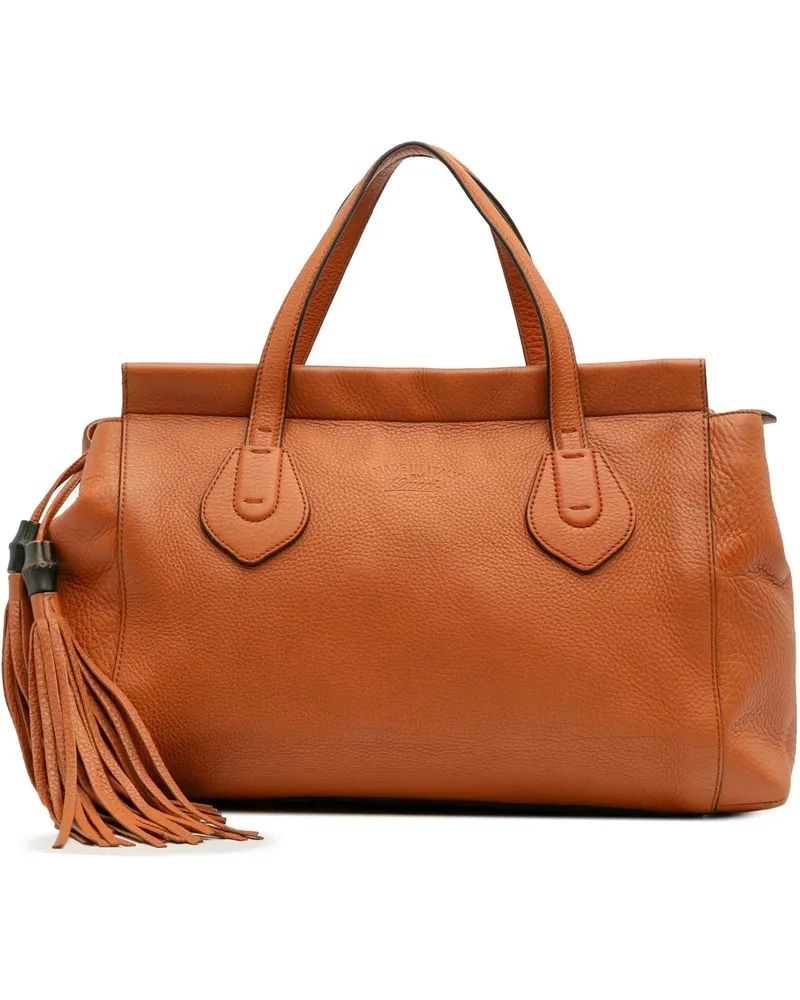 Gucci Crossbody Bags Leather Lady Tassel Top Handle Bag orange Orange