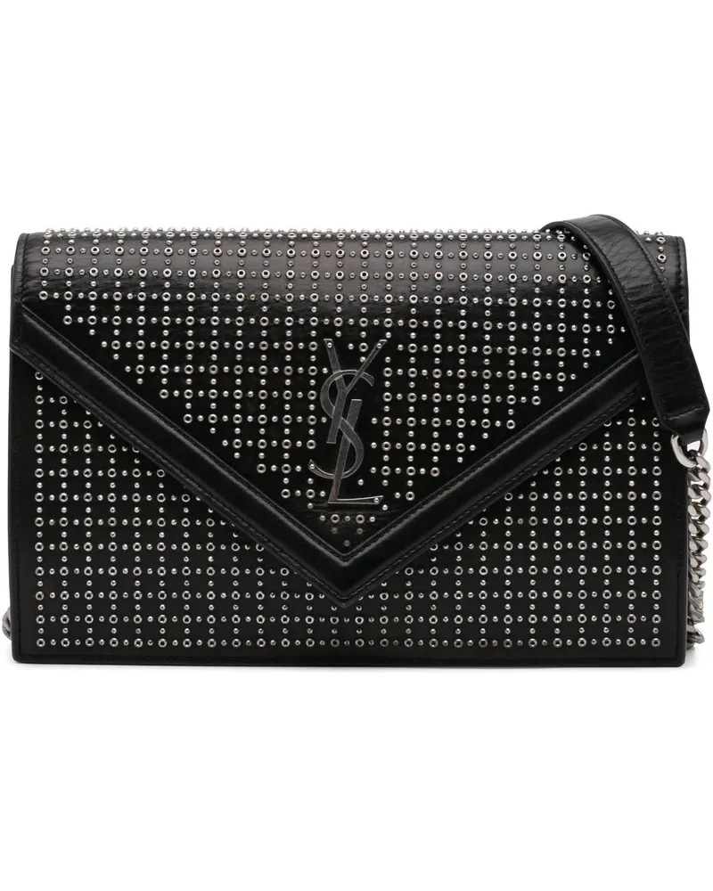 Saint Laurent Hobo Bags 2018 Studded Leather Monogram Le Sept Chain Bag schwarz Schwarz