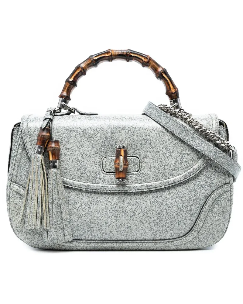 Gucci Hobo Bags Large Speckled Leather New Bamboo Top Handle Bag grau Grau