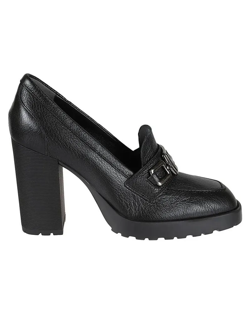 Hogan Hohe Schuhe H623 Black Leather Loafers With Chunky Heel schwarz Schwarz