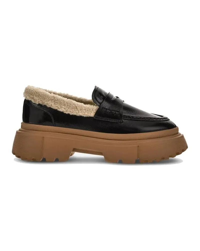 Hogan H629 Black Patent Leather Moccasins braun Braun
