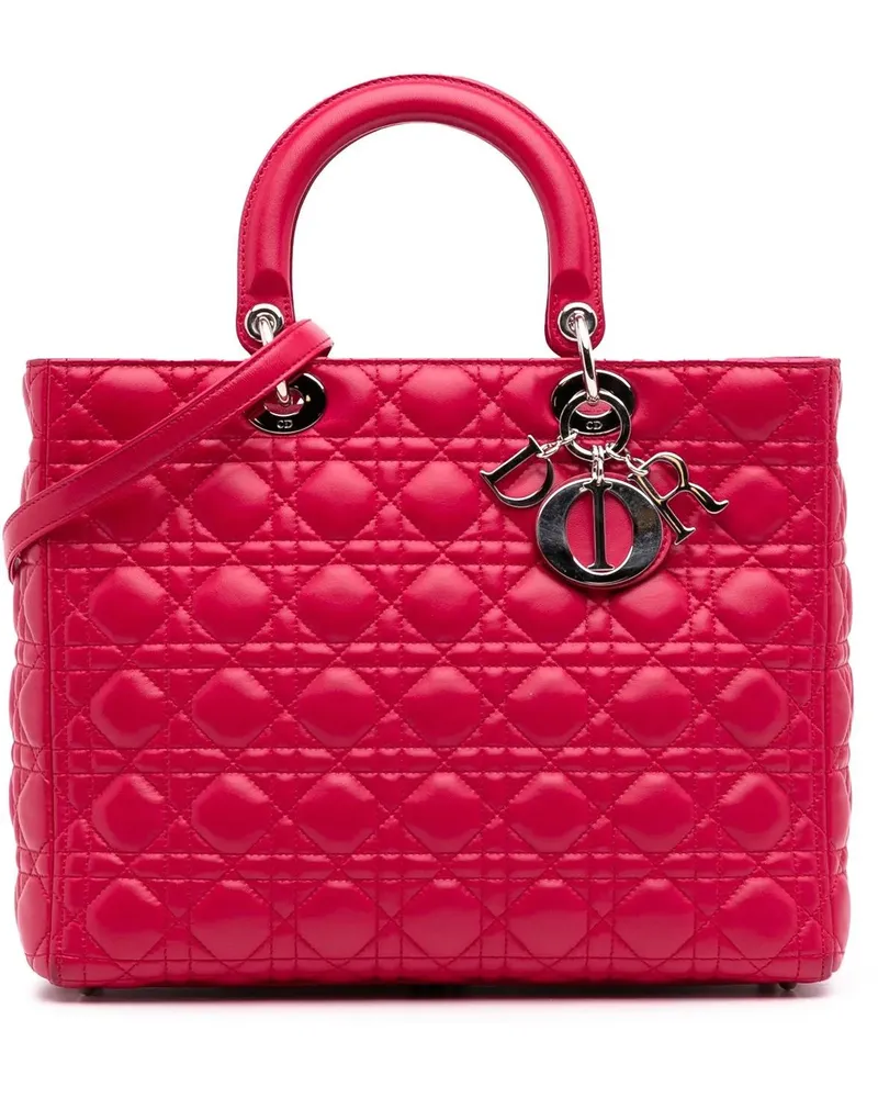 Dior Hobo Bags Large Lambskin Cannage Lady Dior rosa Gold