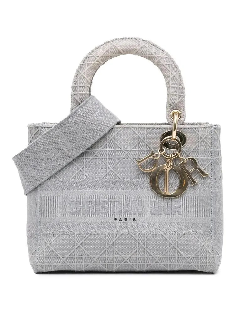 Dior Hobo Bags 2020 Medium Canvas Cannage Lady D Lite grau Grau