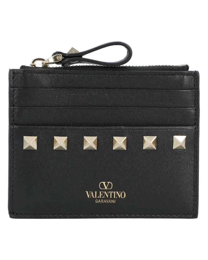 Valentino Garavani Portemonnaie Rockstud Calfskin Card Wallet schwarz Schwarz