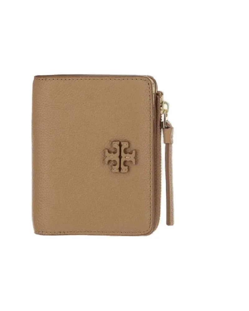 Tory Burch Portemonnaie Leather Wallet With Logo braun Braun
