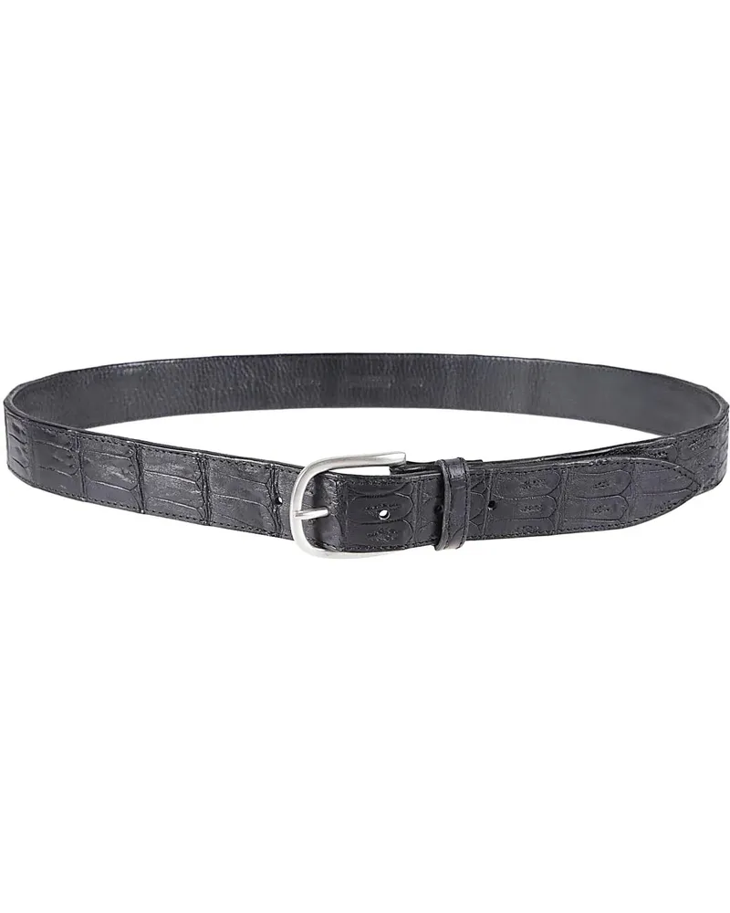 Orciani Gürtel Classic Cocco Coda Color Belt Black schwarz Schwarz