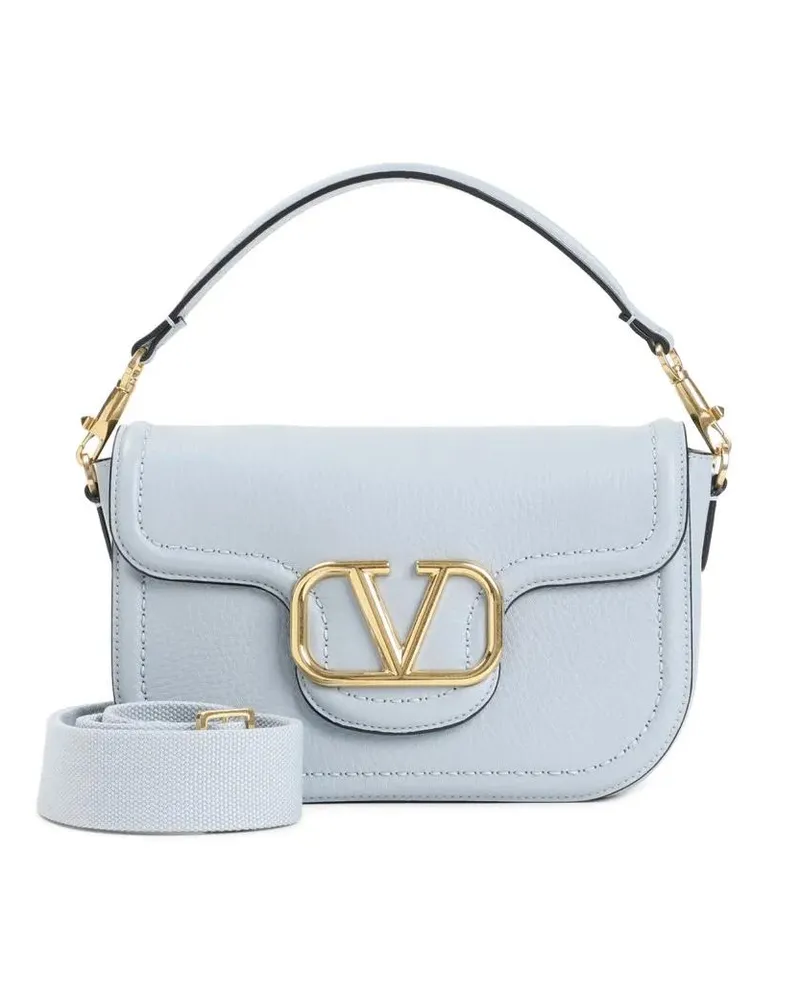 Valentino Garavani Shopper Vg All Time Light Blue Calf Leather Shoulder Bag Blau