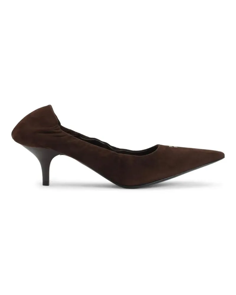 Miu Miu Hohe Schuhe High-Heeled Brown Suede Pumps With Gathered Detail braun Braun