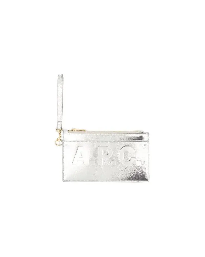 A.P.C. Clutches Market Clutche - Synthetic - Silver silberfarben 