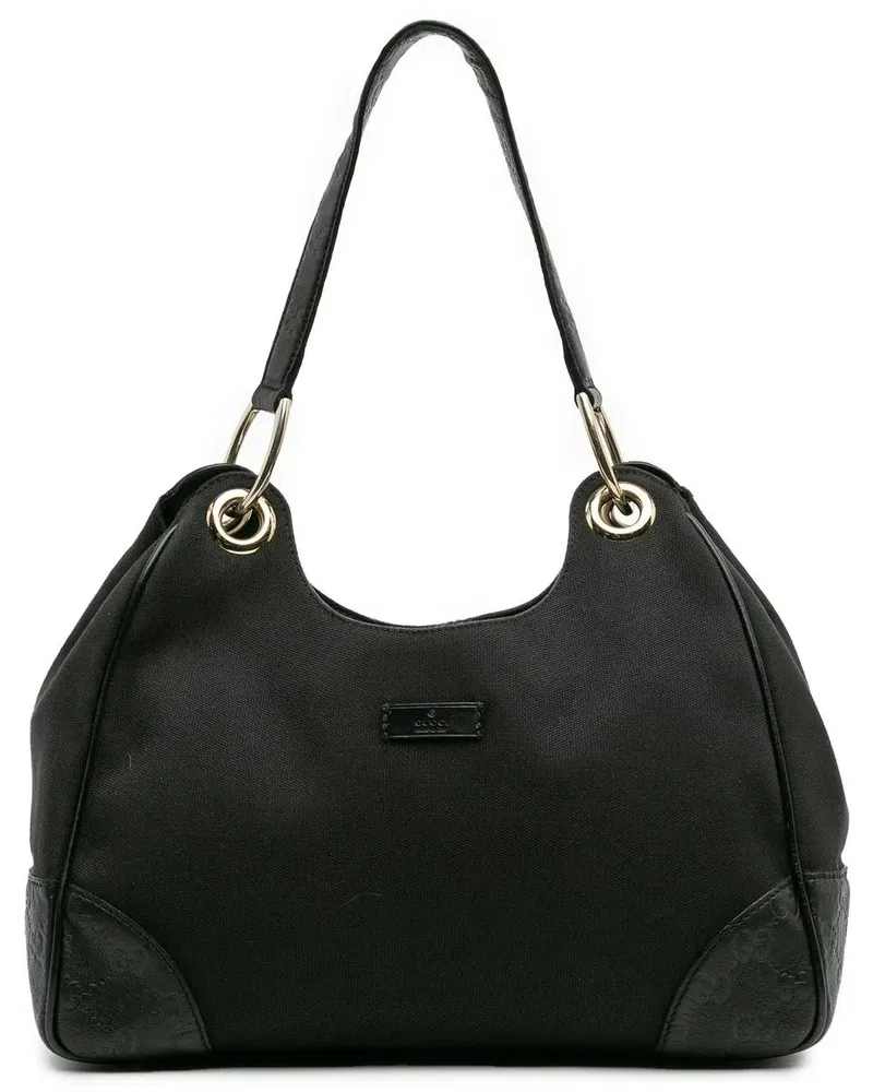 Gucci Hobo Bags ssima Trimmed Canvas Colbert Shoulder Bag schwarz Schwarz