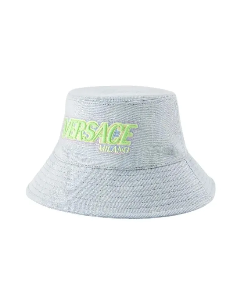 Versace Caps & Mützen Embroidered Logo Bucket Hat - Denim - Blue blau Blau