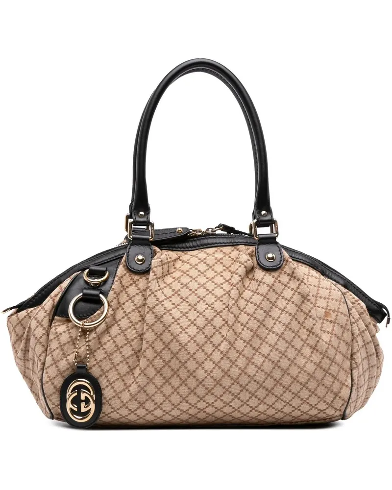 Gucci Hobo Bags Diamante Canvas Sukey Satchel braun Braun
