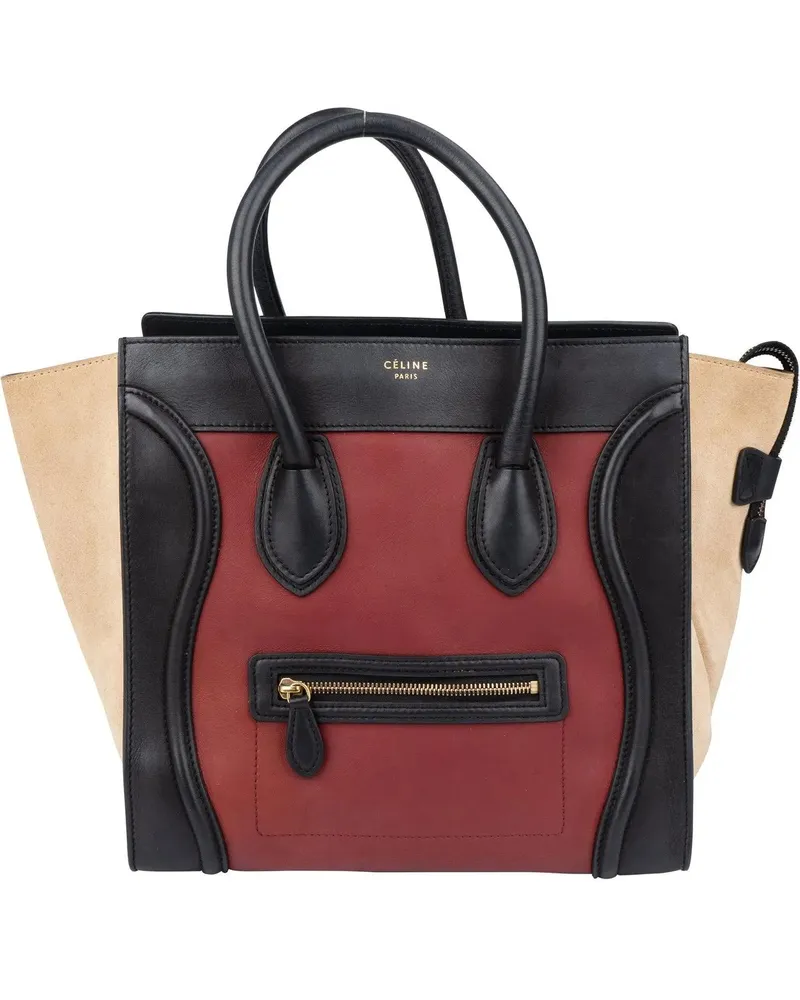 Celine Crossbody Bags  Tricolor Leather Luggage Handbag schwarz Schwarz