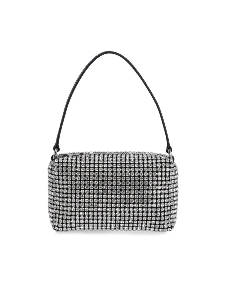 Alexander Wang Clutches "Heiress" Medium Pouch – Silver Crystal Mesh schwarz Schwarz
