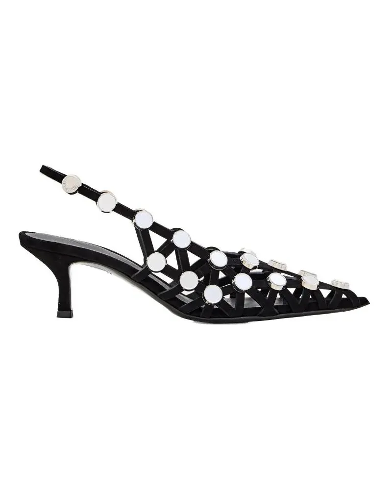 ATTICO Hohe Schuhe Black Suede Grid Slingback Shoes schwarz Schwarz