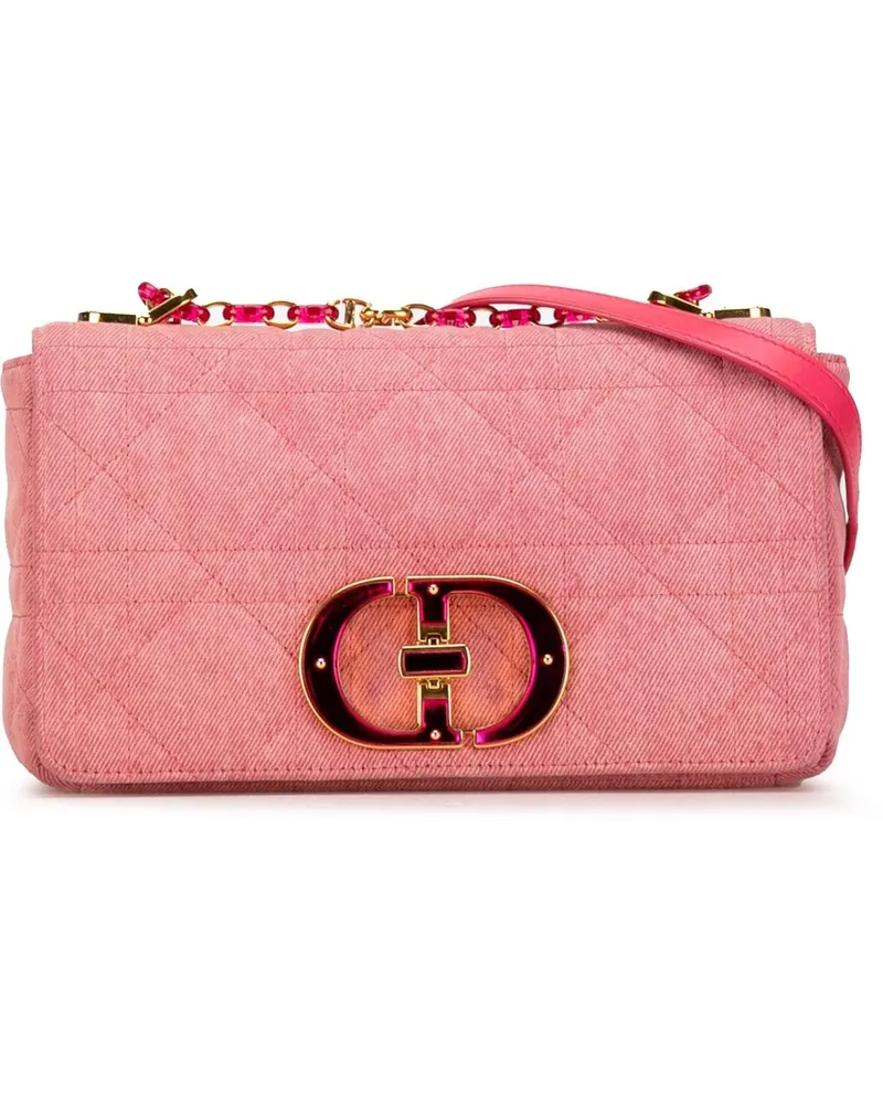 Dior Hobo Bags Medium Denim Macrocannage Caro Bag rosa Gold