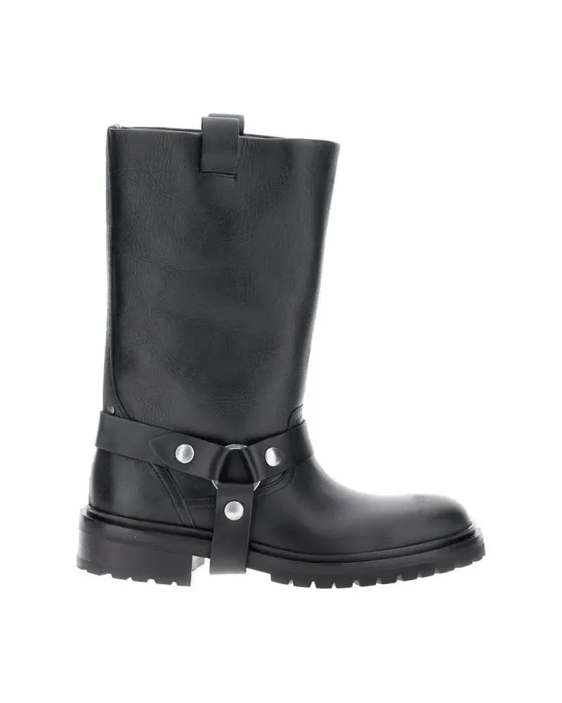Golden Goose Stiefel Distressed Black Leather Kurt Boots With Silver Ac schwarz Schwarz