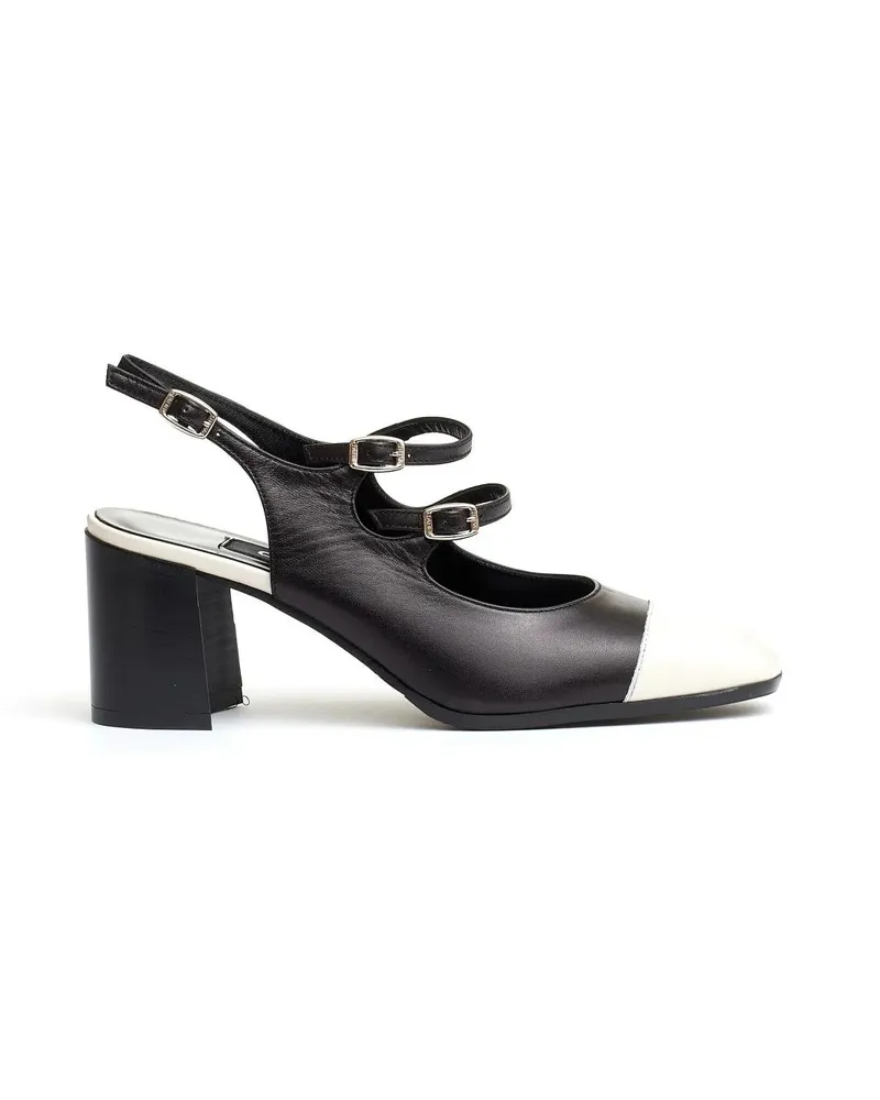 Carel Hohe Schuhe Slingback Straps Black And Cream Heel 80 Mm schwarz Schwarz