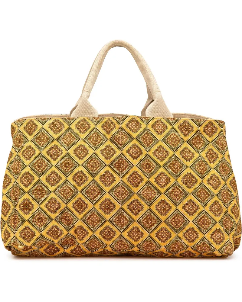 Prada Hobo Bags Large Canvas Printed Canapa Satchel gelb Gelb