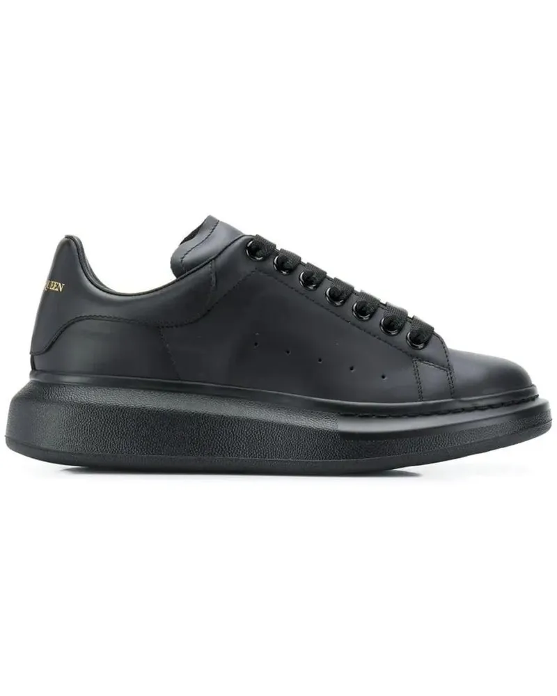 Alexander McQueen Low-Top Sneaker Oversized Black Leather Sneakers schwarz Schwarz