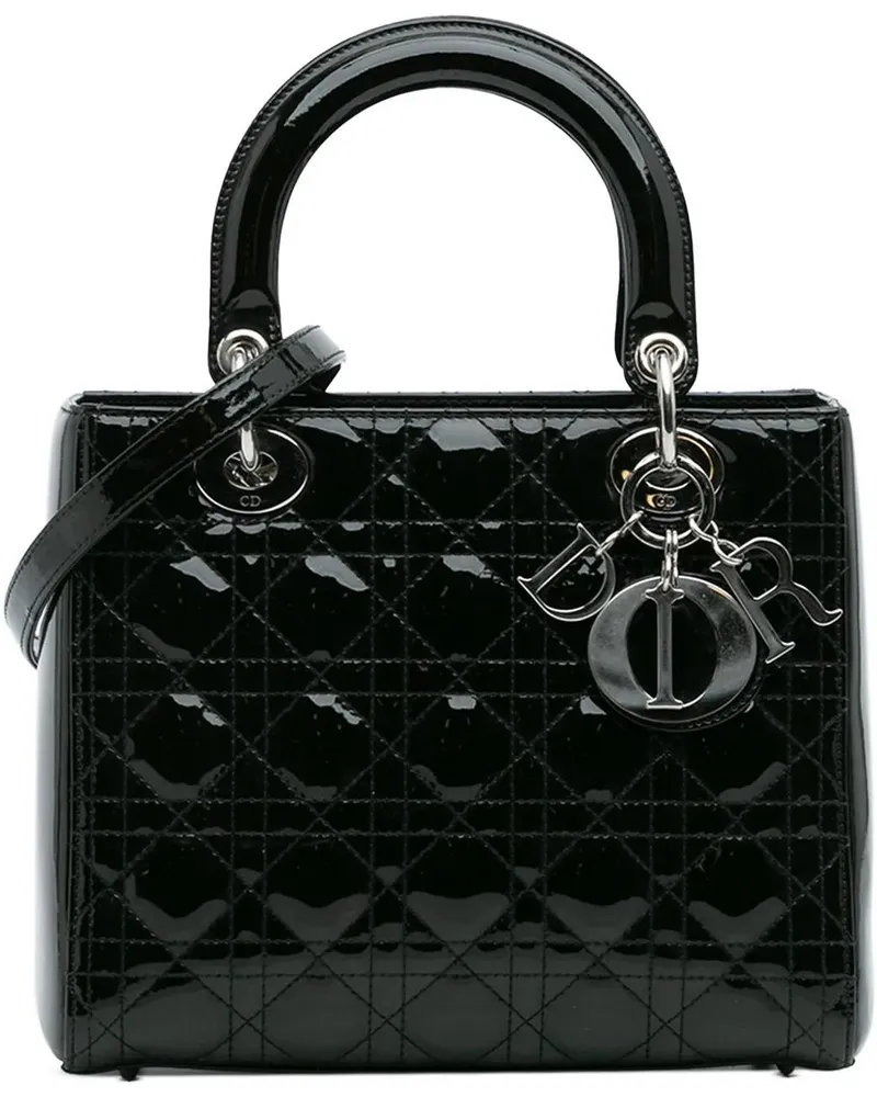 Dior Hobo Bags Medium Patent Cannage Lady Dior schwarz Schwarz