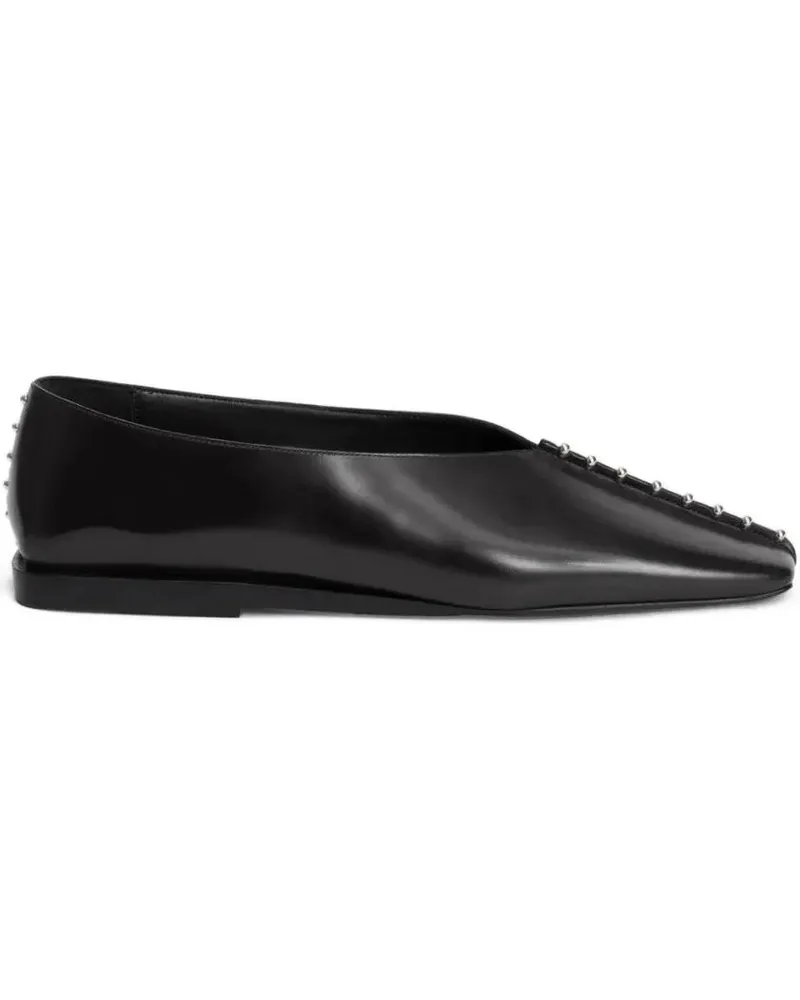 Jil Sander Black Ballerinas With Metallic Stud Accents schwarz Schwarz