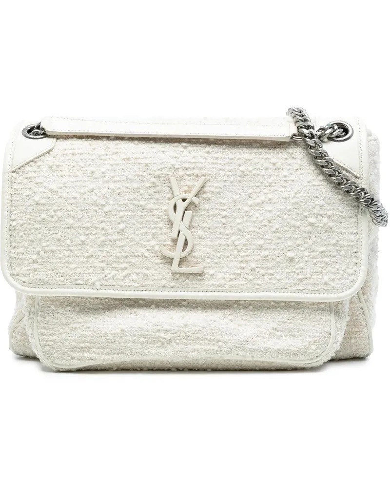 Saint Laurent Hobo Bags Medium Tweed Niki Shoulder Bag weiß Weiß