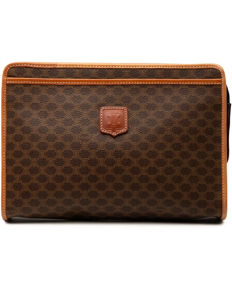 Celine Clutches Macadam Coated Canvas Clutch braun Braun