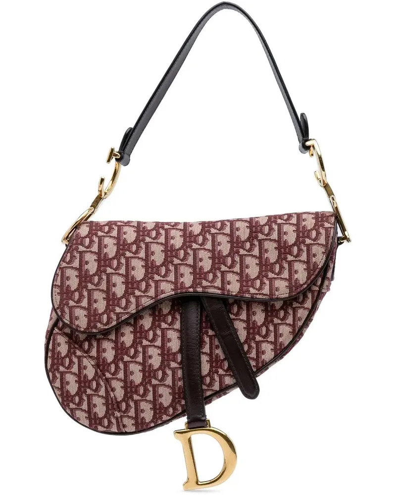 Dior Hobo Bags 2018 Oblique Canvas Saddle Bag rot Rot