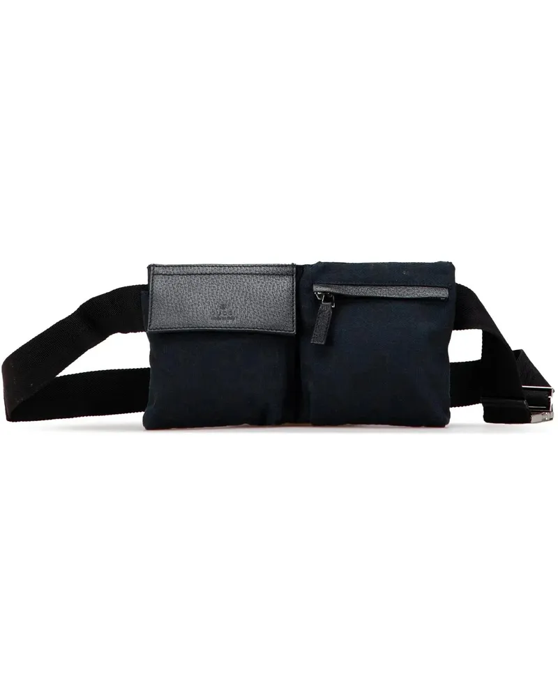 Gucci Bauchtaschen GG Canvas Double Pocket Belt Bag blau Blau