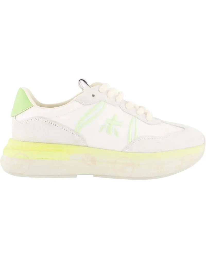 Premiata Low-Top Sneaker Dames Cassie Sneaker Wit/Lime weiß Weiß