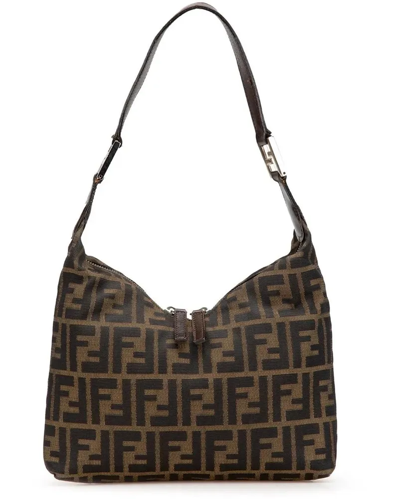 Fendi Hobo Bags Zucca Canvas Shoulder Bag braun Braun