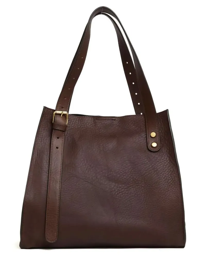 Attilio Giusti Leombruni Hobo Bags Textured Brown Leather Shopping Ghauco Handbag braun Braun