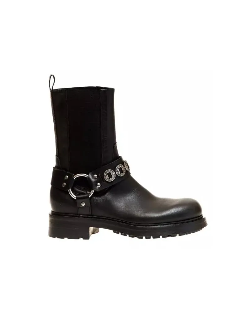 Elena Iachi Stiefel Black Leather Biker Boots schwarz Schwarz