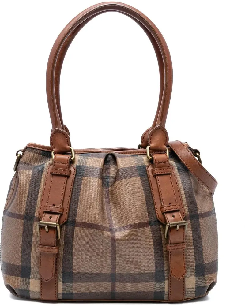 Burberry Hobo Bags Smoke Check Coated Canvas Northfield Satchel braun Braun