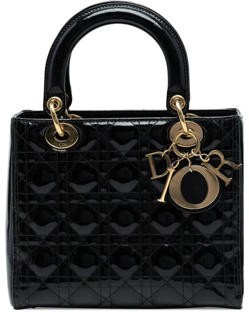 Dior Hobo Bags Medium Patent Cannage Lady Dior schwarz Schwarz