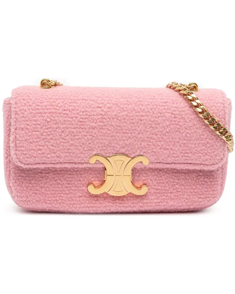 Celine Hobo Bags Tweed Claude Chain Shoulder Bag rosa Gold