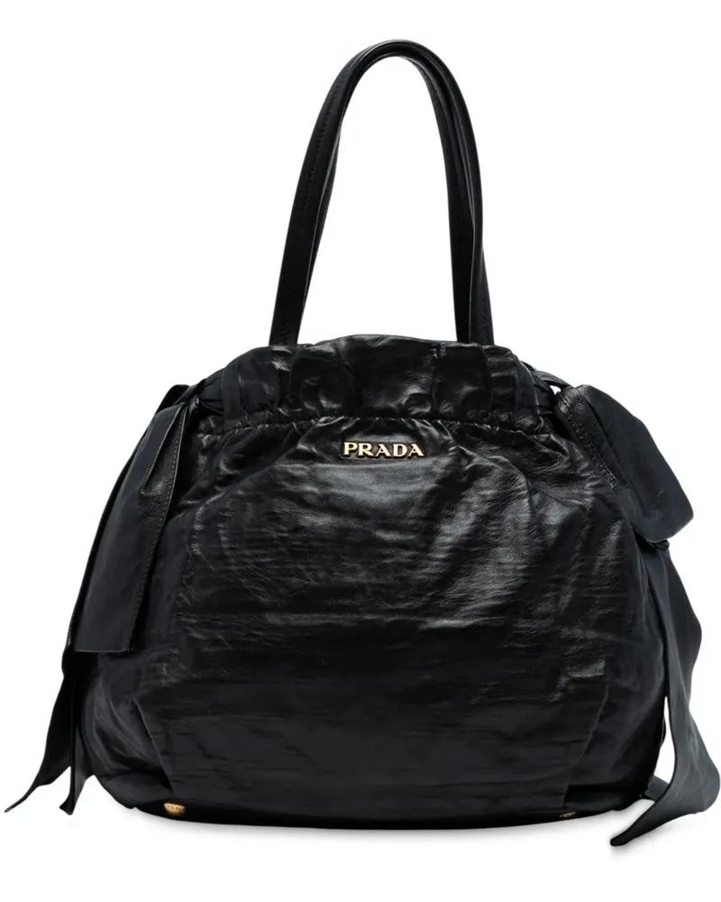 Prada Hobo Bags Nappa Antique Bow Satchel schwarz Schwarz