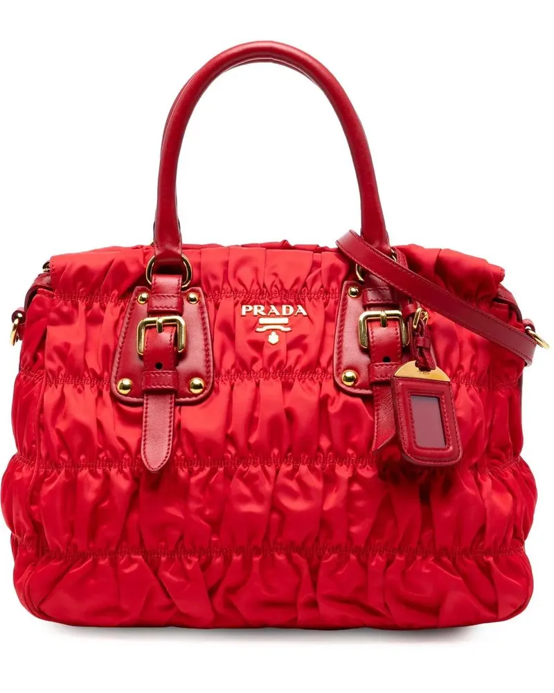 Prada Hobo Bags Tessuto Gaufre Satchel rot Rot