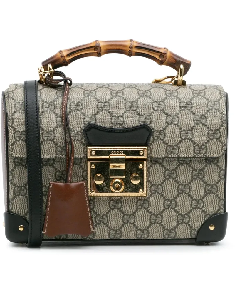 Gucci Hobo Bags GG Supreme Bamboo Padlock Satchel braun Braun