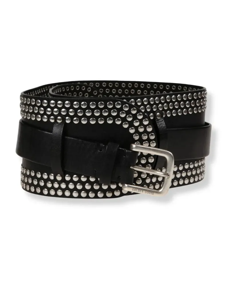 Golden Goose Gürtel Double Strap Leather Belt With Studs schwarz Schwarz
